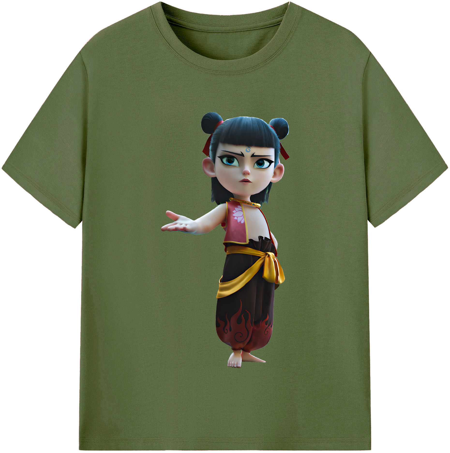 （画像用） Ne Zha 2 ナタ 魔童の大暴れ 綿100％半袖Tシャツ（フロントプリント）
